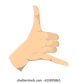 Isolated shaka hand sign on white background.