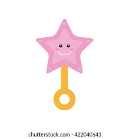 Isolated shaker toy with a star shape and a happy face