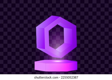 Forma aislada con color gradiente púrpura. Resumen 3d