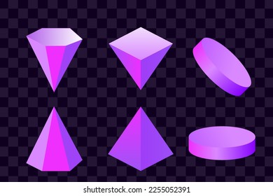 Isolated shape with purple gradient color. Abstract 3d