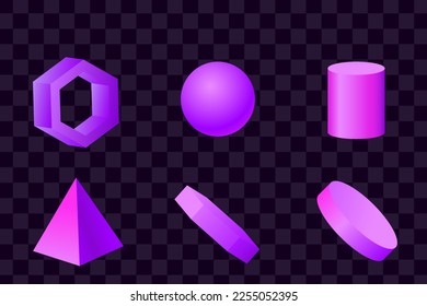 Isolated shape with purple gradient color. Abstract 3d