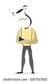 Isolated shark man with human body on white.