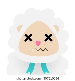 Isolated sheep with facial expressions. Vector illustration