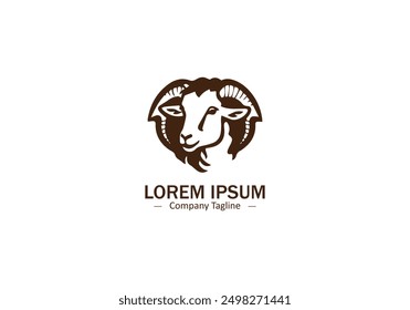 Isolated Sheep Logo Design with Abstract and Modern Pet Icon Elements
