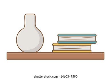 Isolated shelf with books design vector illustrator