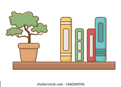 Isolated shelf with books design vector illustrator