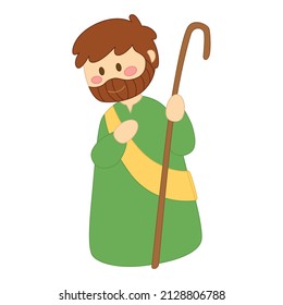 Isolated shepherd cartoon Nativity character Christmas season Vector