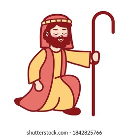 Isolated shepherd icon. Nativity characters icon - Vector