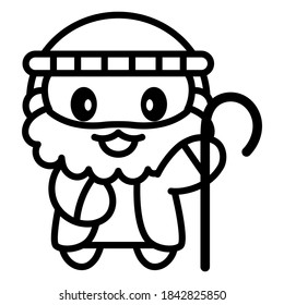 Isolated shepherd icon. Nativity characters icon - Vector