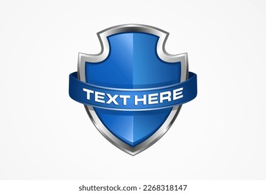 isolated shield 3D vector design. Create your own text on ribbon.
