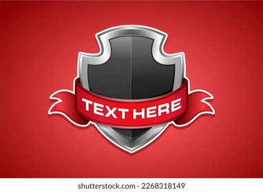 isolated shield 3D vector design. Create your own text on ribbon.