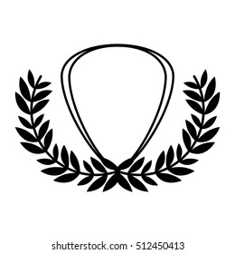 Isolated shield inside wreath design