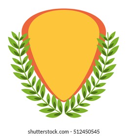Isolated shield inside wreath design