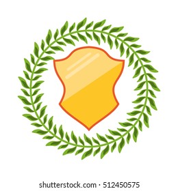 Isolated shield inside wreath design