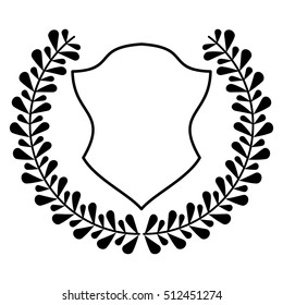 Isolated shield inside wreath design