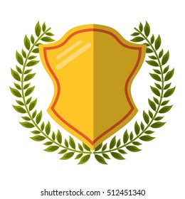 Isolated shield inside wreath design