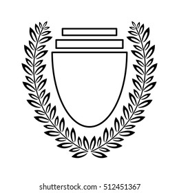 Isolated shield inside wreath design