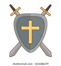 Isolated shield and swords design vector illustration