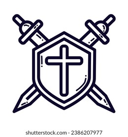 Isolierte Schild und Schwerter Symbol Mittelalterliche Waffe Vektorgrafik