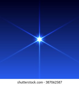 Isolated shining star on night sky. Vector illustration.