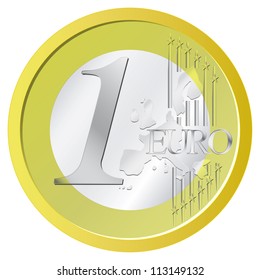 Isolated shiny gold silver one euro coin vector illustration