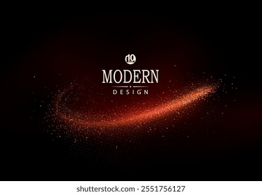 Fita vermelha brilhante isolada com pequeno tinsel em fundo preto, componente de design.