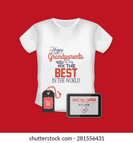 Isolated shirt with text and a label. Grandparent's day. Vector illustration