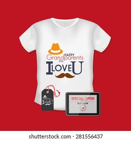 Isolated shirt with text and a label. Grandparent's day. Vector illustration
