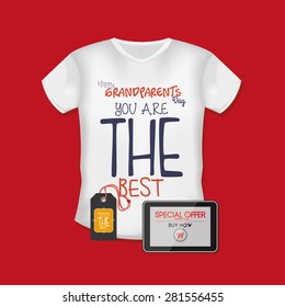Isolated shirt with text and a label. Grandparent's day. Vector illustration