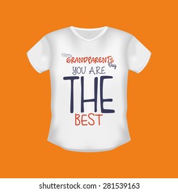 Isolated shirt with text on an orange background. Grandparent's day. Vector illustration