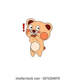 Isolated shocked bear cartoon. Kawaii style. Vector illustration