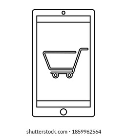 Dibujo digital de tienda aislado en fondo blanco icono financiero- Vector