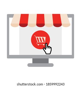 Isolated shop online digital marketing colorful icon in white background- Vector