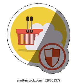 Isolated shopping basket and cloud design