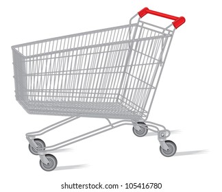 isolated shopping cart on the white