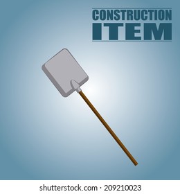 an isolated shovel on a blue background with text