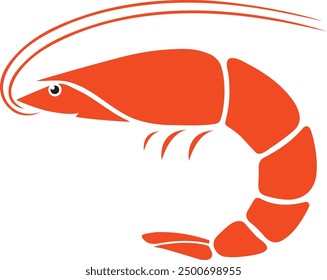 Isolated shrimp on white background.Shrimp logo. Shrimp icon. Prawn. Sea food