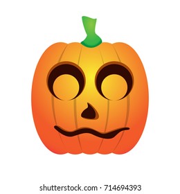 Isolated shy jack-o-lantern on a white background, Vector illustration