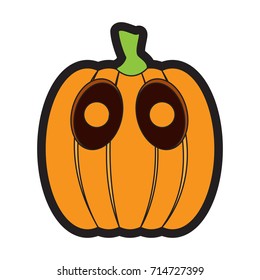 Isolated shy jack-o-lantern on a white background, Vector illustration