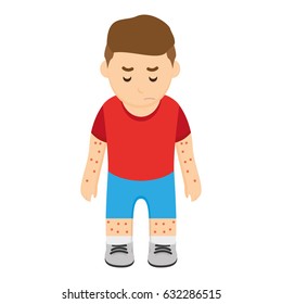 Isolated sick boy on a white background, Vector illustration
