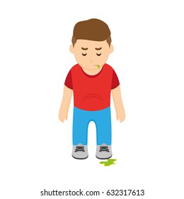 Isolated sick boy on a white background, vector illustration