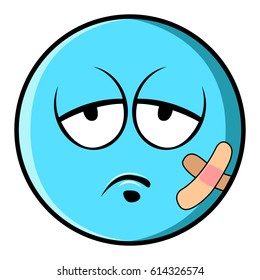 Isolated sick emote on a white background, Vector illustration