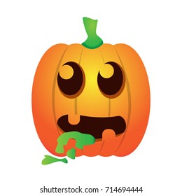 Isolated sick jack-o-lantern on a white background, Vector illustration