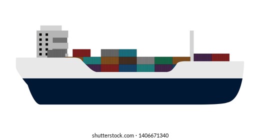 Isolated Side View Cargo Ship Vector Stock Vector (Royalty Free ...