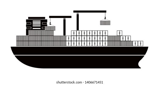 Isolated side view of a cargo ship icon - Vector