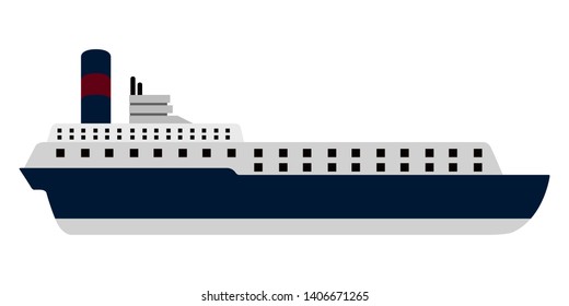 Isolated side view of a cruise ship - Vector
