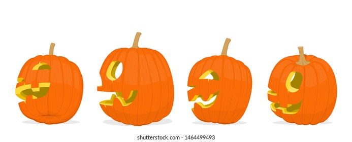 Isolated side view of Jack-o'-lantern on transparent background
