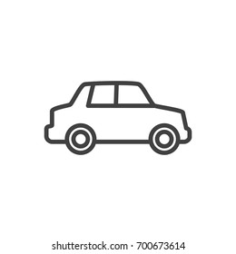 Isolated Side View Outline Symbol On Clean Background. Vector Car Element In Trendy Style.