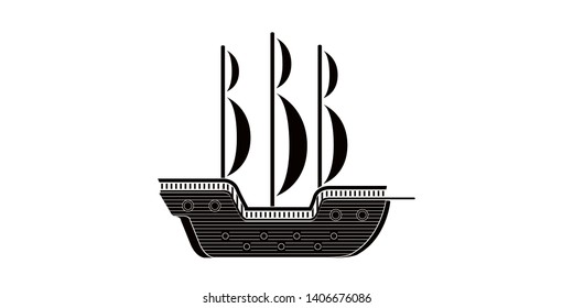 Isolated side view of a sailboat icon - Vector