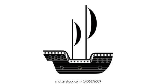 Isolated side view of a sailboat icon - Vector